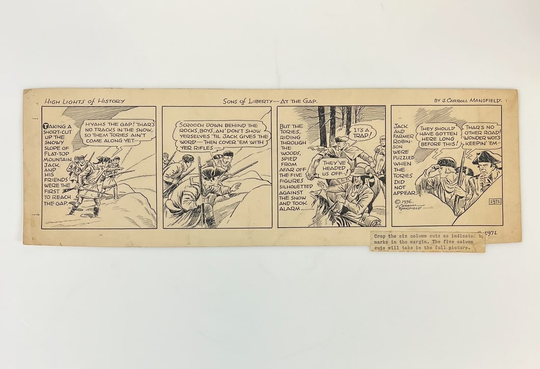 James Carroll Mansfield Pen Ink drawing High Lights of History comic strip 1936 (1 of 8)