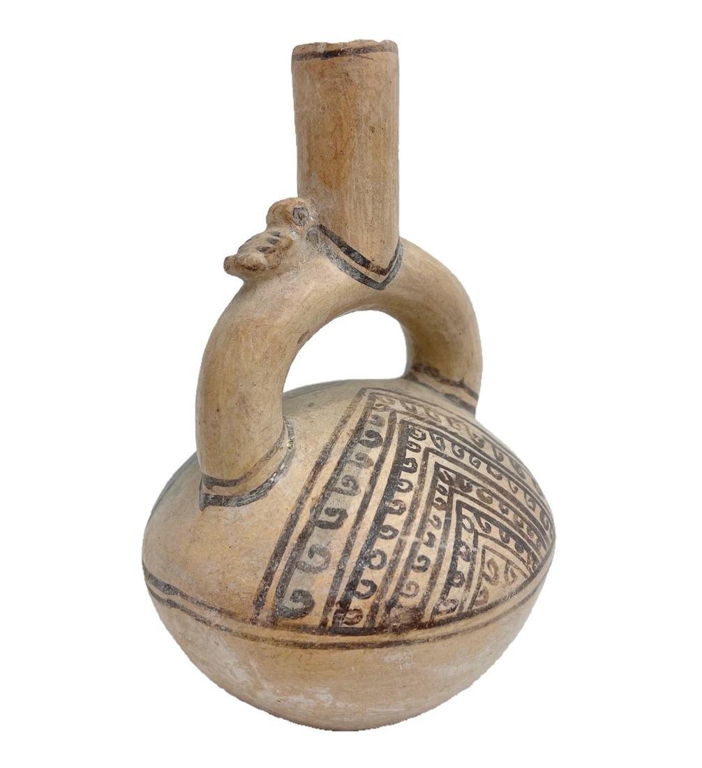 Pre Columbian Earthenware Stirrup Vessel Moche Peru (1 of 6)