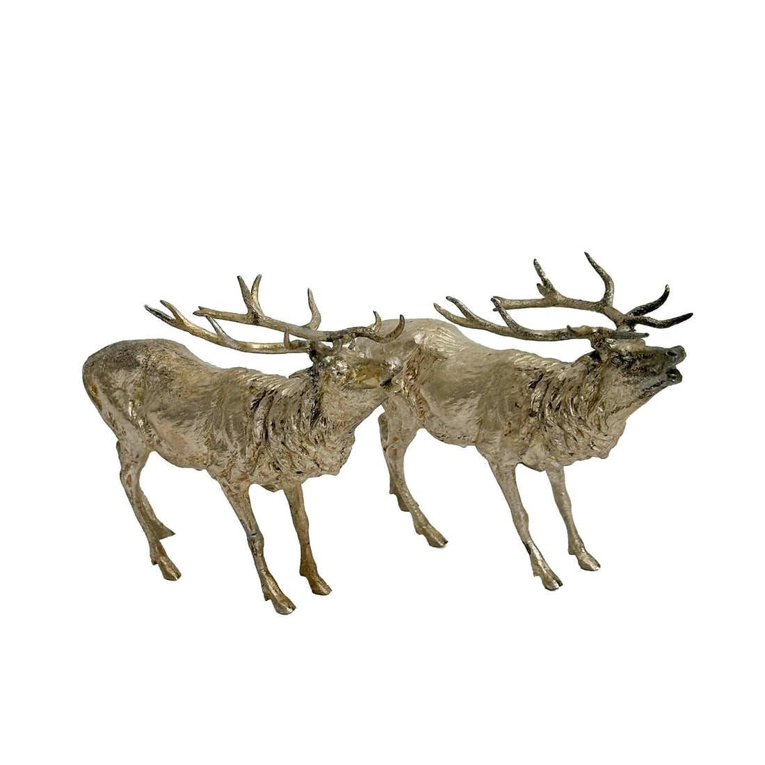 Pair Franz Bergman Austrian Silvered Bronze Stag Elks Figurines Signed (1 of 11)
