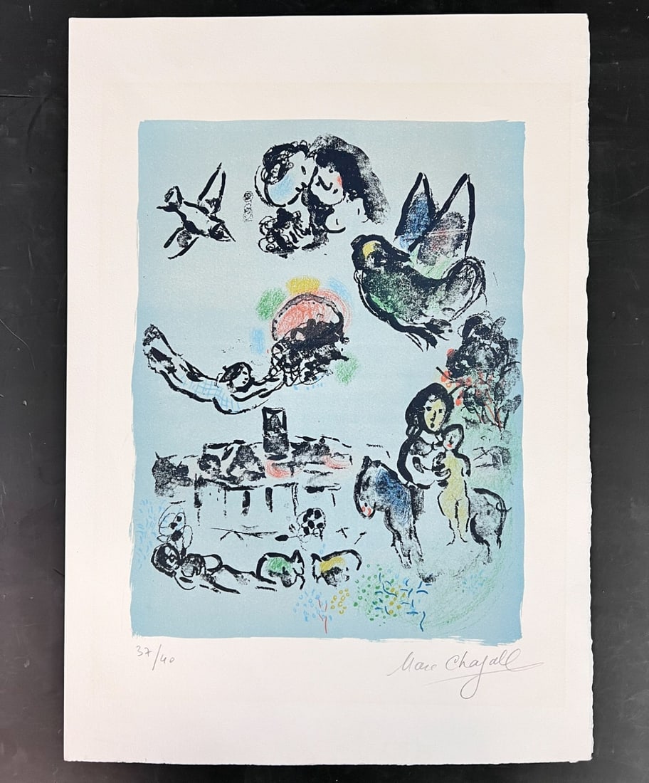 Marc Chagall Lithograph Nocturne a Vence 1963 SIGNED (1 of 7)