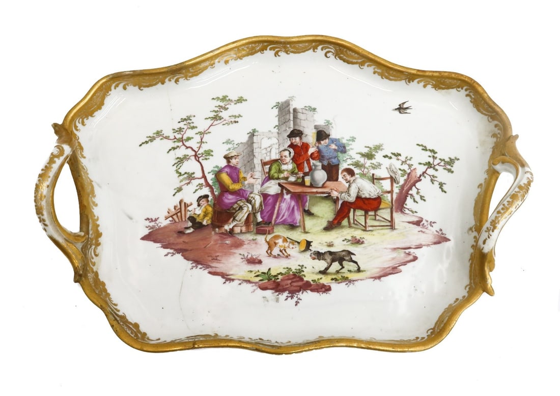 Imperial Vienna Manufactory Porcelain Hand Painted Twin Handled Tray c1760 (1 of 8)