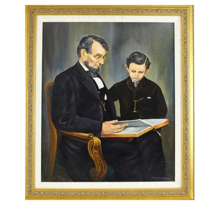 James E Barling Oil painting portrait of Abraham Lincoln & Son (1 of 5)