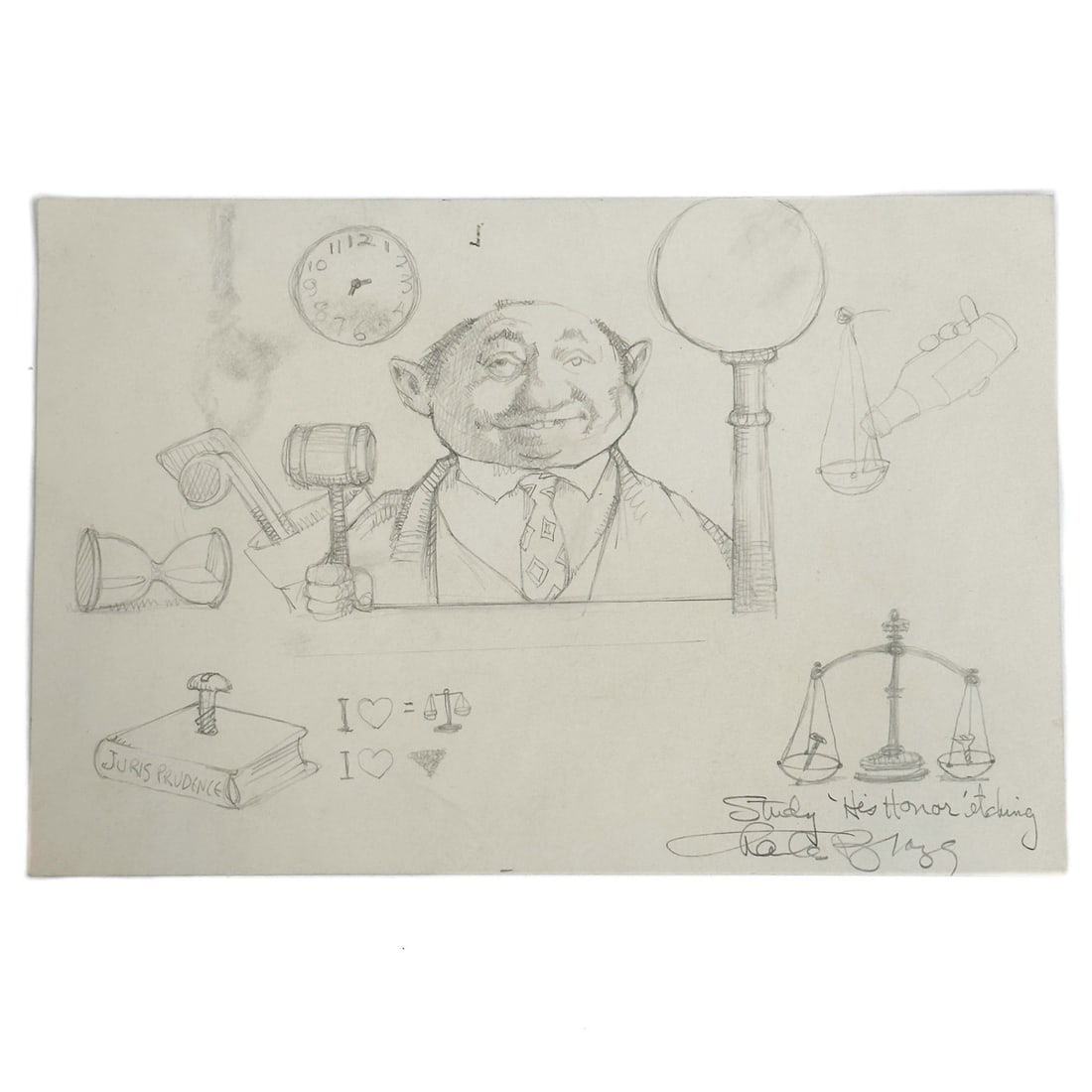 Charles Bragg Study "His Honor" Original Graphite Pencil on Paper Signed (1 of 5)