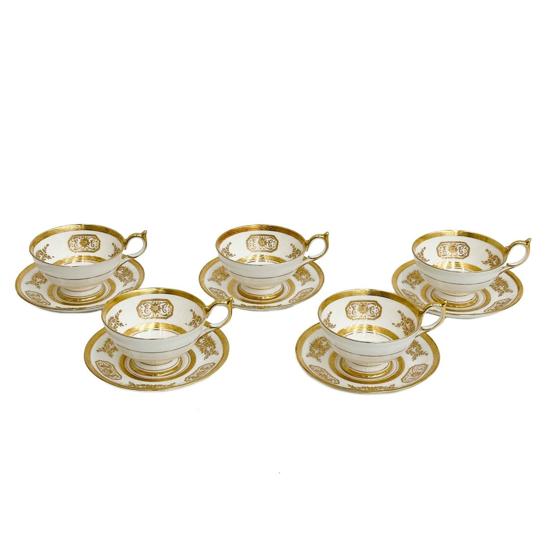 5 Aynsley England Porcelain Tea Cup & Saucers Engagement 8220 Monogrammed c1940 (1 of 9)