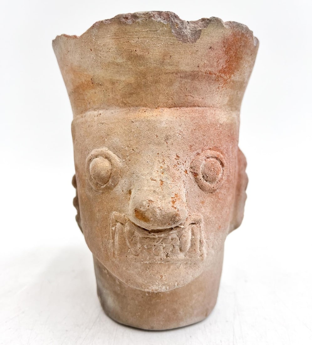 Pre Columbian Earthenware Diety Effigy Cupador Vessel Mayan (1 of 7)