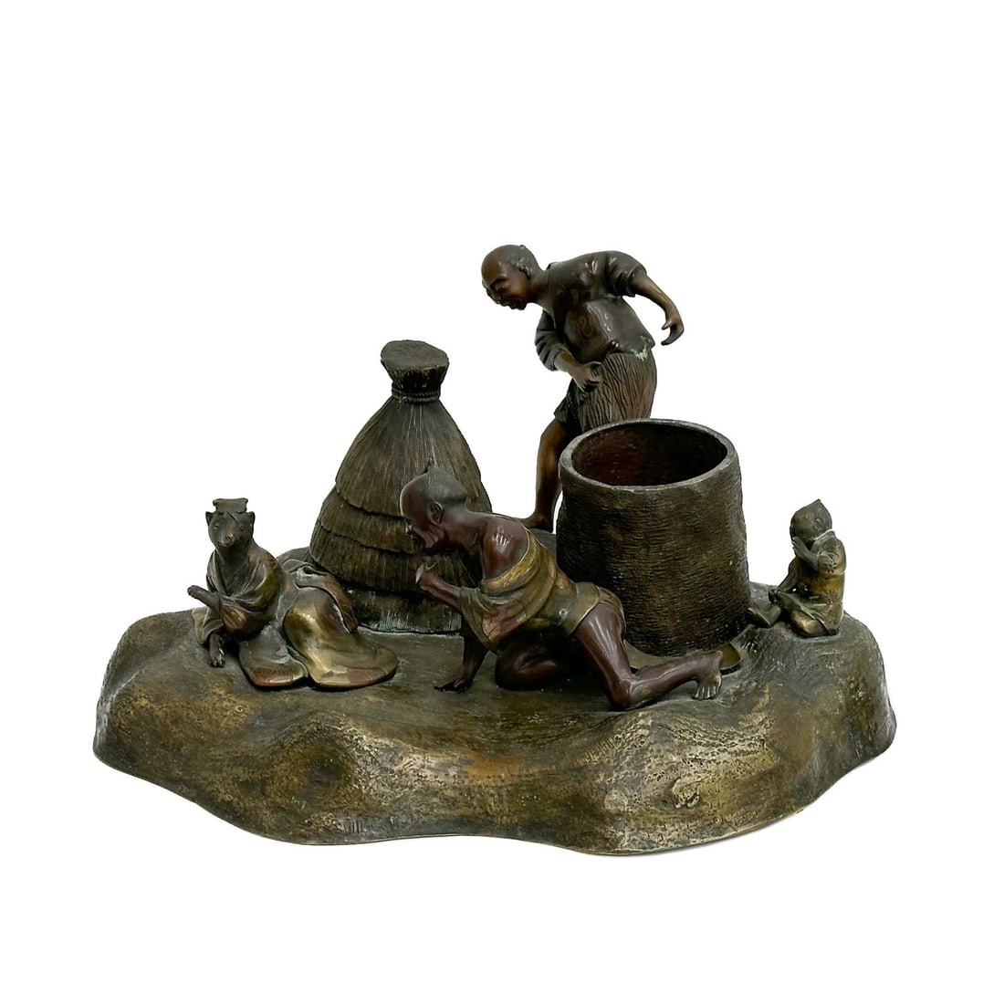 Japanese Patinated & Gilt Bronze Figural Group Sculpture Meiji Period (1 of 14)
