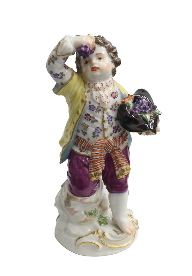 Meissen Germany Hand Painted Porcelain Miniature Figurine Child with Grapes (1 of 14)