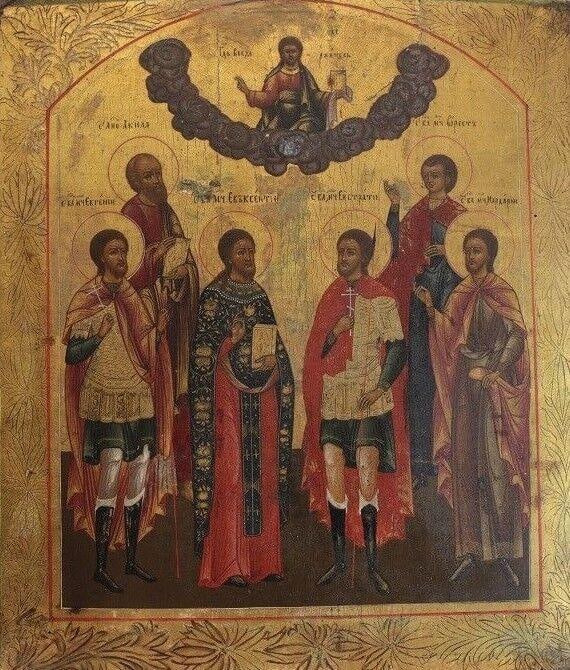 Eastern Orthodox Russian Hand Painted Icon on a thick curved wood board (1 of 4)