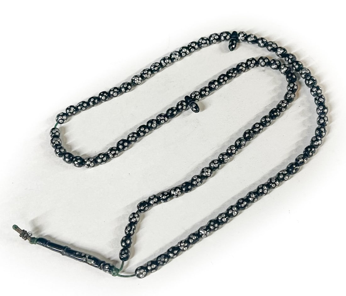 19th Century Black Coral and silver Prayer Beads Misbaha Tasbih (1 of 4)