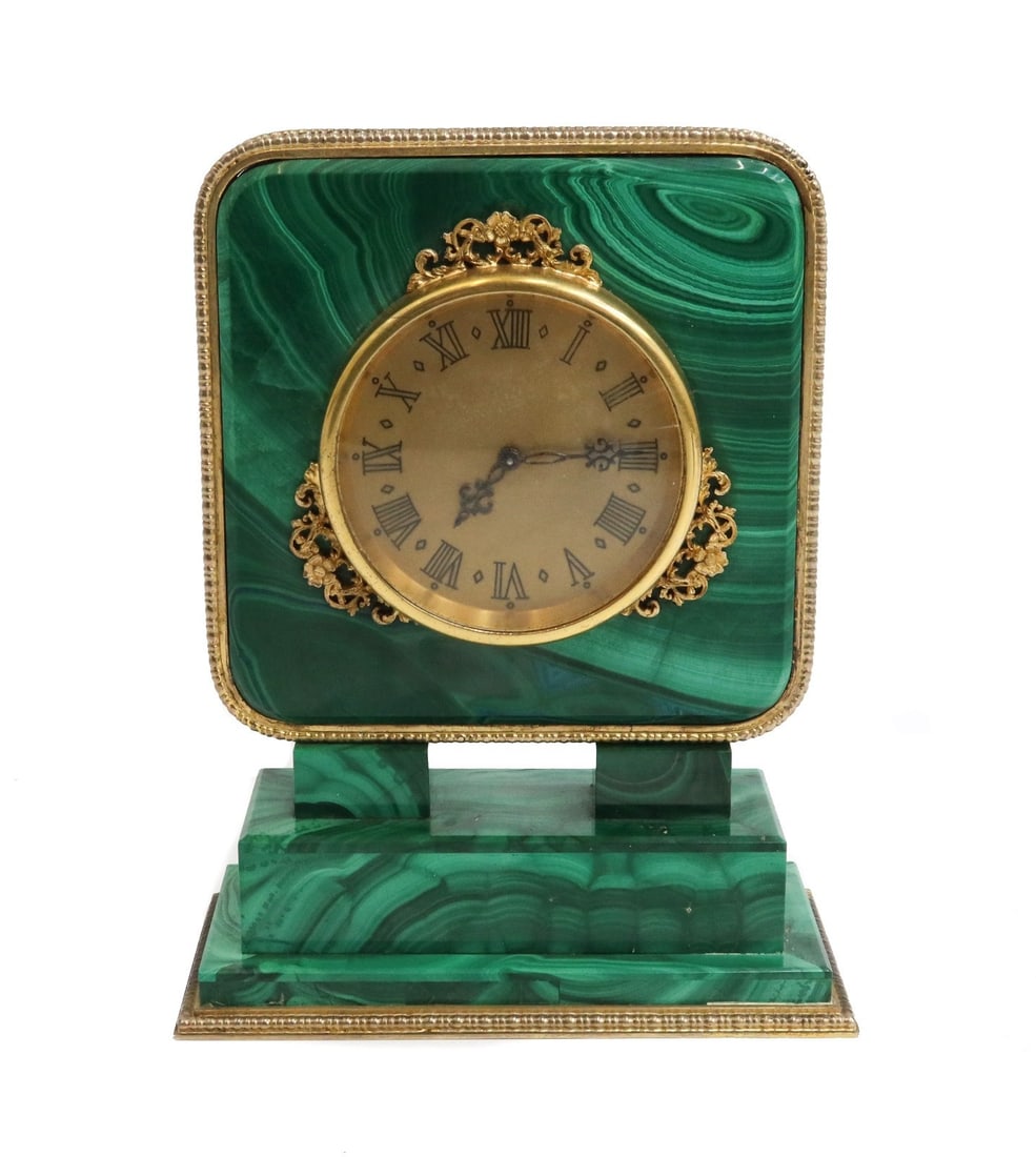 Eredi Mazzetti di Pandini o Gavirati Egidio Italian 800 Silver Malachite Clock (1 of 15)