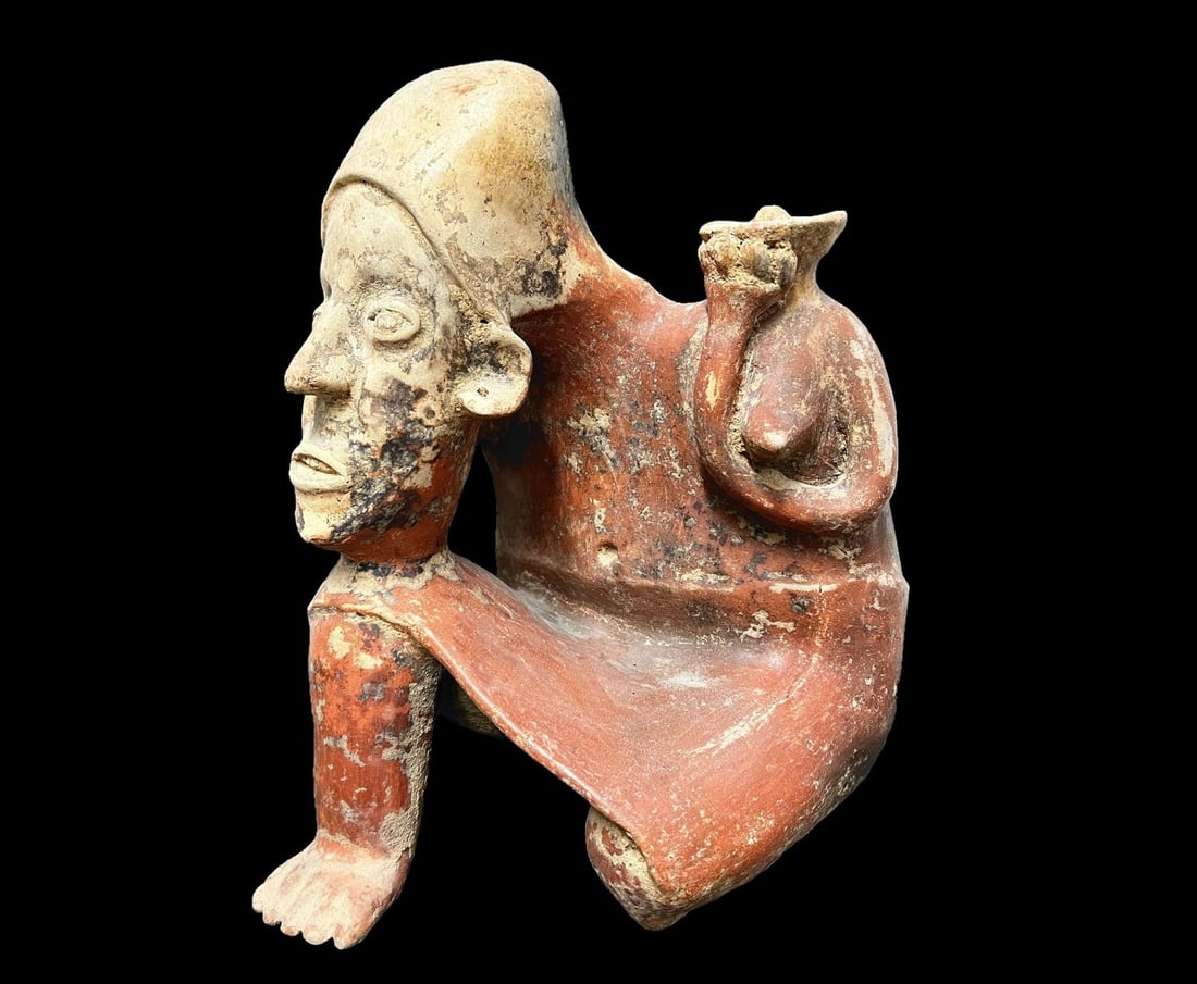 Pre Columbian Jalisco Kneeling Female Figurre with Bowl (1 of 11)