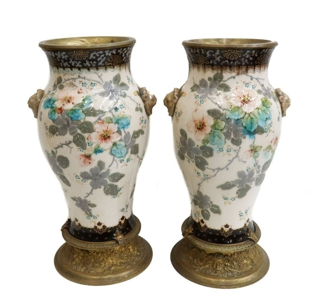 Pair Sevres Pate-Sur-Pate Porcelain Vases by Albert Dammouse Bronze Mounts c1900 (1 of 8)