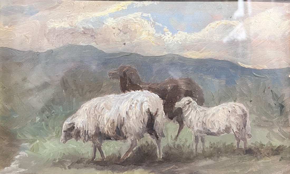 G William Ambrose Oil painting sheep in a landscape c1860 (1 of 7)
