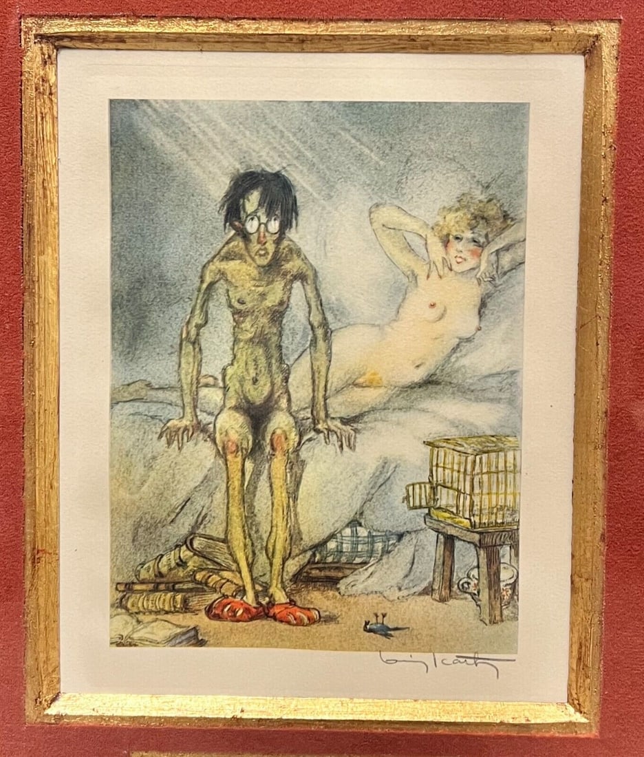 Louis Icart Photogravure in colors from Gargantua and Patagruel: Louis Icart Photogravure in colors, published by Le Vasseur et Cie Paris, from Gargantua et Pantagruel. Signed in pencil lower right. With caption. Framed and glazed.2.2 lbs Measurements: Approx. fram