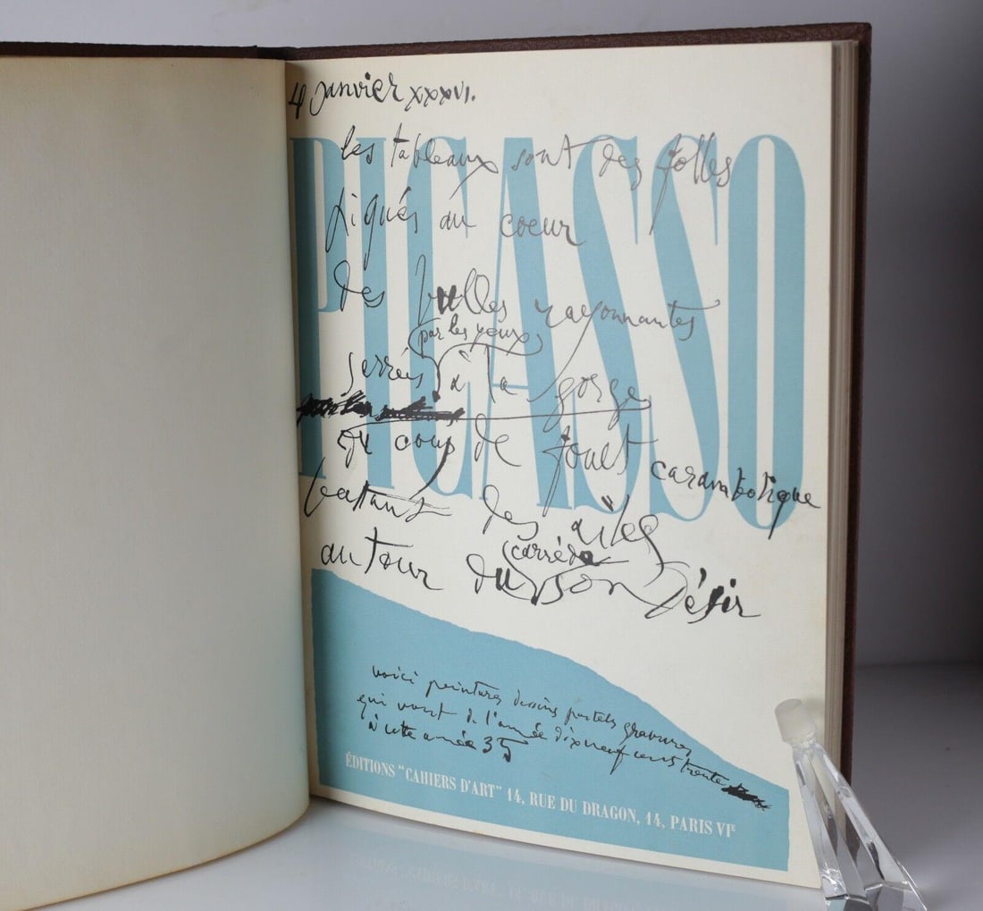 Pablo Picasso 1930-1935, Poetry Published Paris: Editions Cahiers d'Art 1936: Pablo Picasso, Picasso 1930-1935, Published Paris: Editions Cahiers d'Art, (1936). 108+ pp. Color lithograph and frontis, numerous black and white reproductions, tipped in portrait of artist by Man Ra