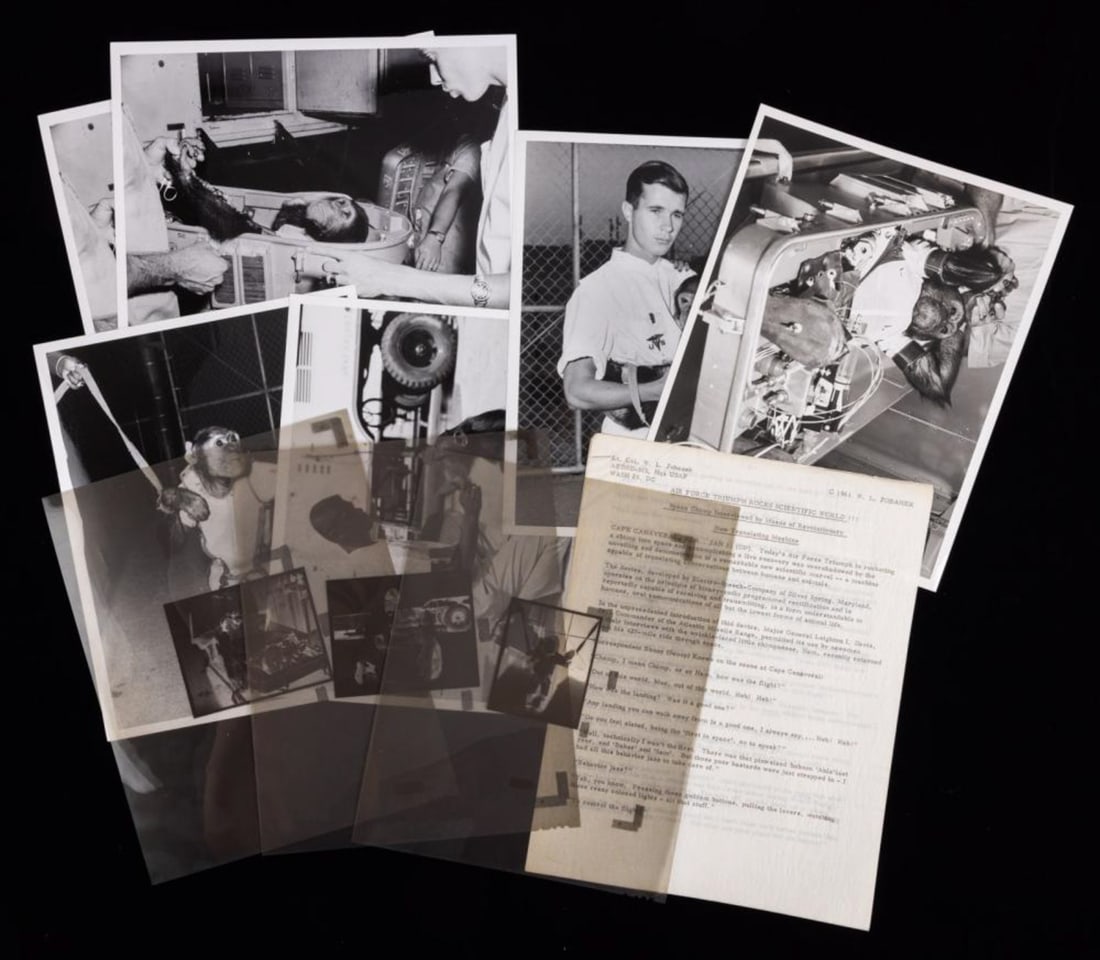 6 Photos & 3 Transparent Negatives Ham & Enos Chimps Bernard Hohmann Collection (1 of 1)