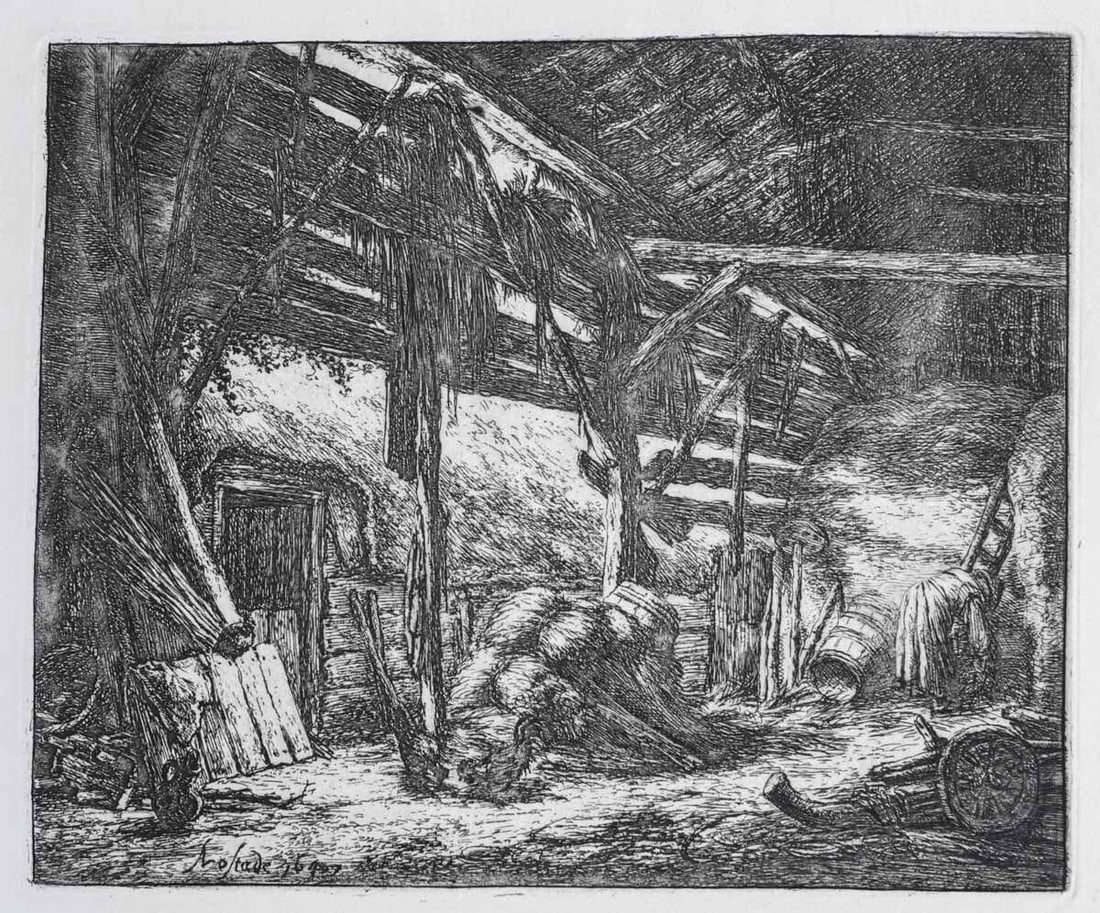 Adriaen Van Ostade (Dutch 1610-1685) Etching The Barn 1647 (1 of 4)