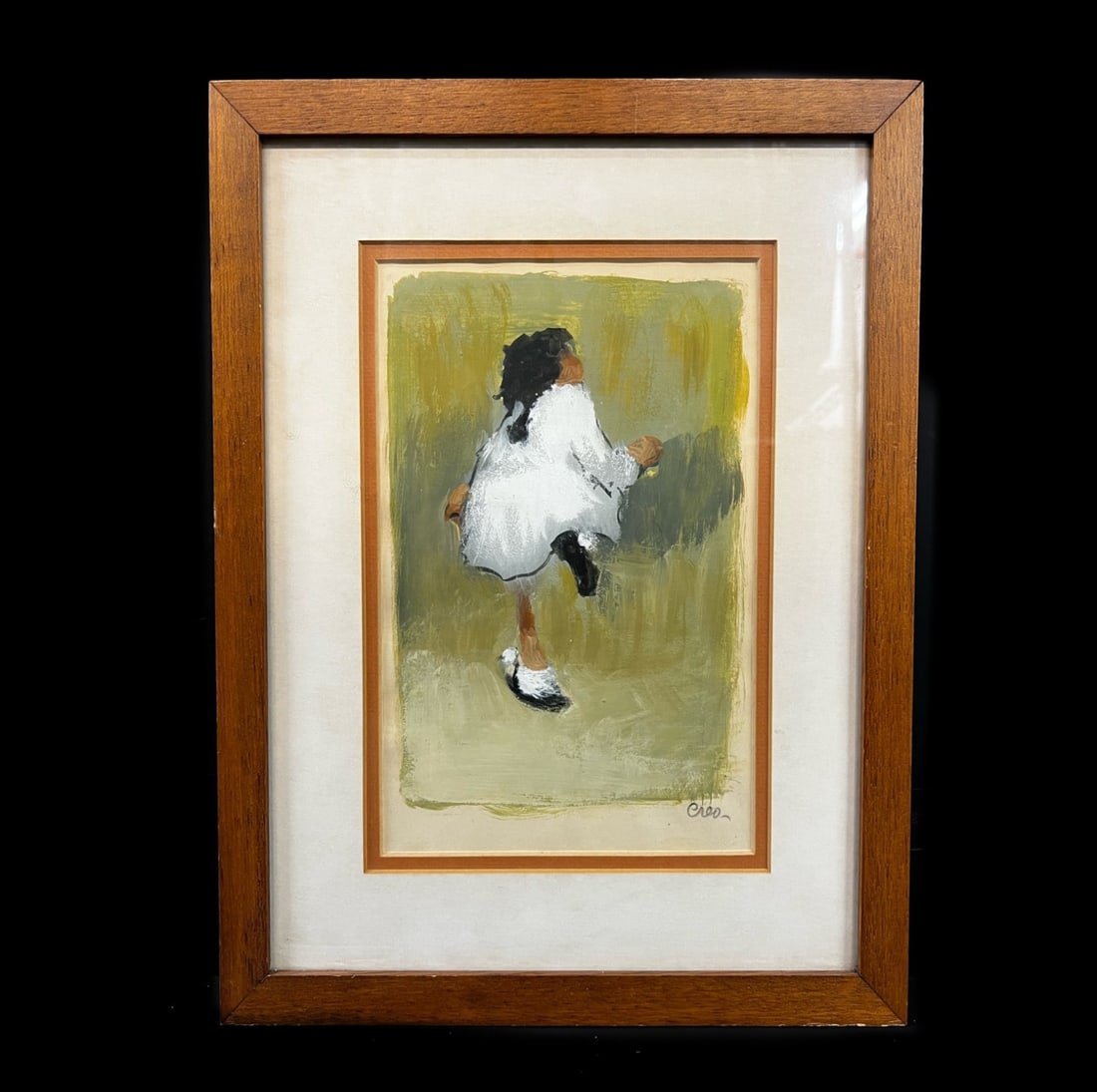 Leonard Creo Oil painting girl in white dress: Leonard Creo (American 1923-2019) Oil painting on board, girl in white dress, signed in pencil lower right. (BF6) Measurements: Approx. board 10 x 12.875 inches; framed 11 x 14 inches Condition: Great