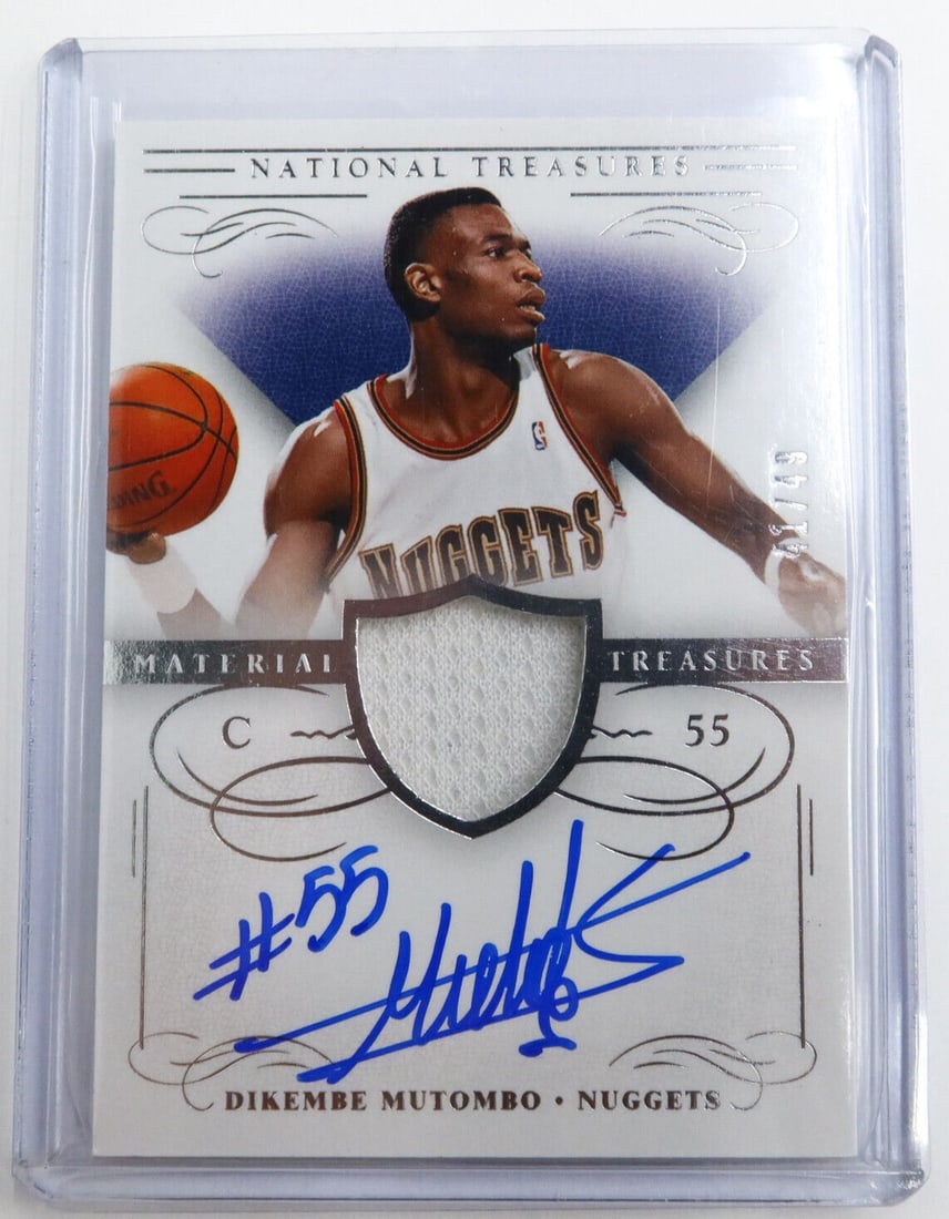 2014 NBA Panini National Treasures Dikembe Mutombo Denver Nuggets Autograph: 2014 NBA Panini National Treasures Dikembe Mutombo Denver Nuggets Autograph Card No. MT-DO 41/49 Condition: Please refer to images. Domestic Shipping:$30