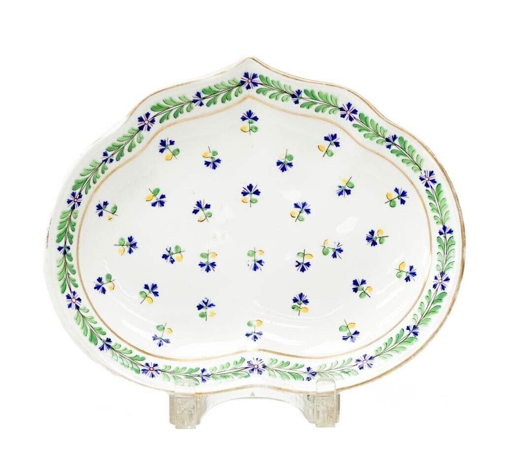 Royal Crown Derby Hand Painted Porcelain Leaf Form Serving Dish Cornflower c1820 (1 of 6)