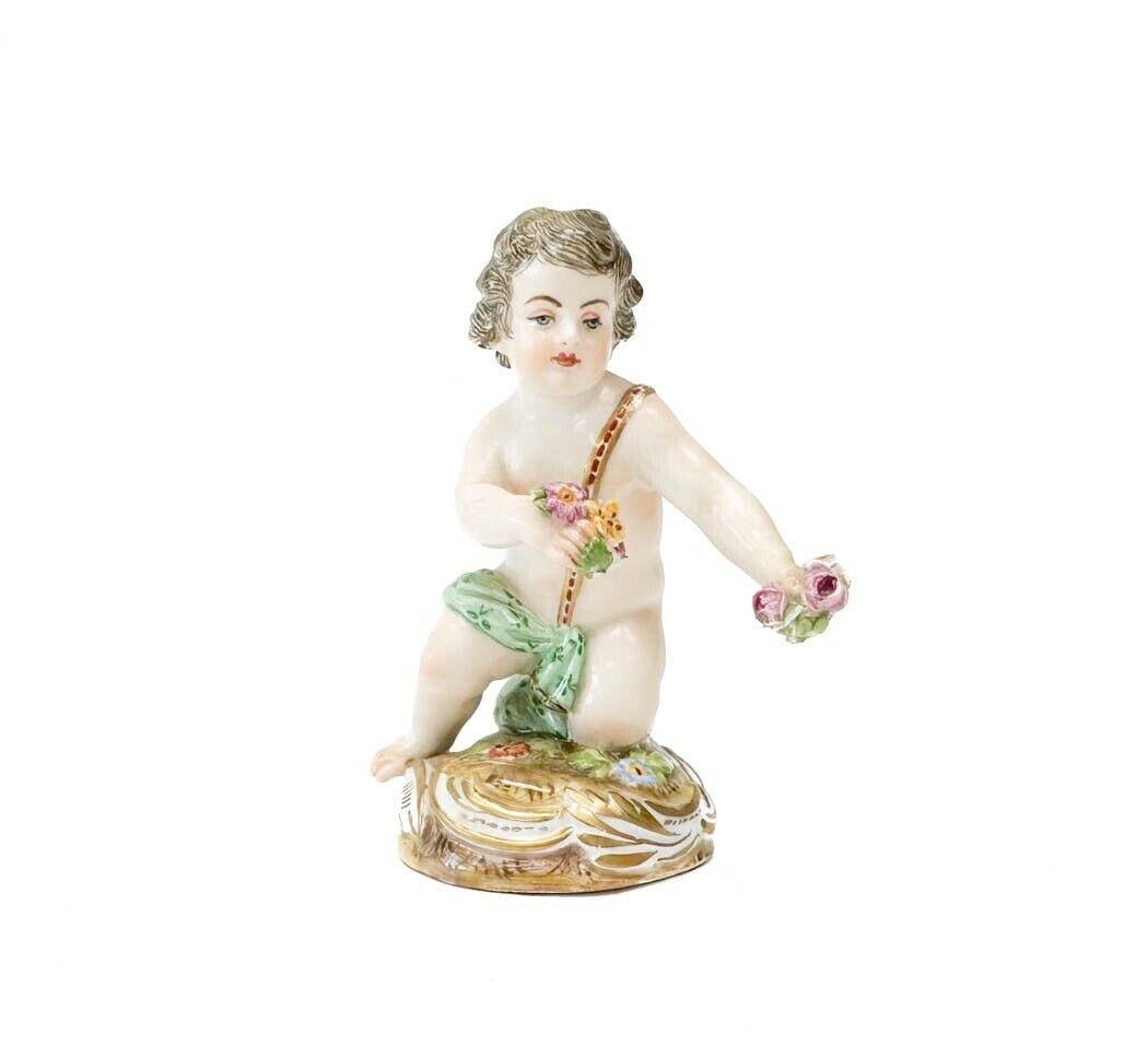 Meissen Germany Hand Painted Miniature Porcelain Putti Figurine Flowers (1 of 6)