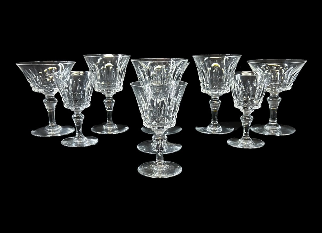 9pc Assorted Baccarat Piccadilly Crystal Sherry Claret Champagne glasses (1 of 8)