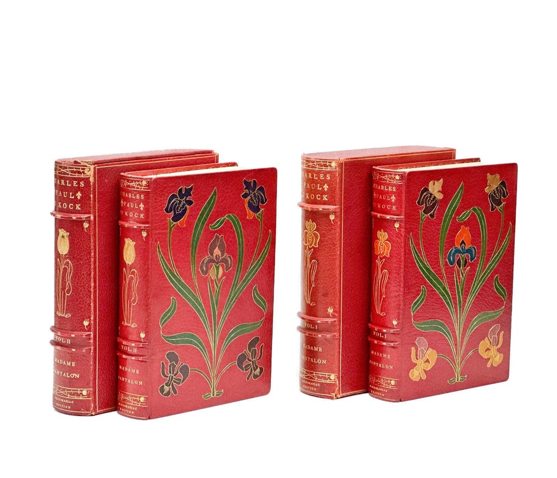 Madame Pantalon Vol 1&2 Charles Paul de Kock 1904 Floral Leather Marquetry Ed/10 (1 of 11)