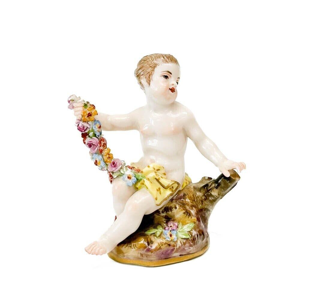 Meissen Germany Hand Painted Miniature Porcelain Putti Figurine Garland 19th cen (1 of 6)