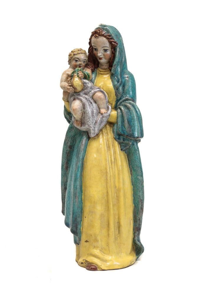 Continental 18-19th century Majolica / Faience Polychrome Madonna Figure (1 of 5)