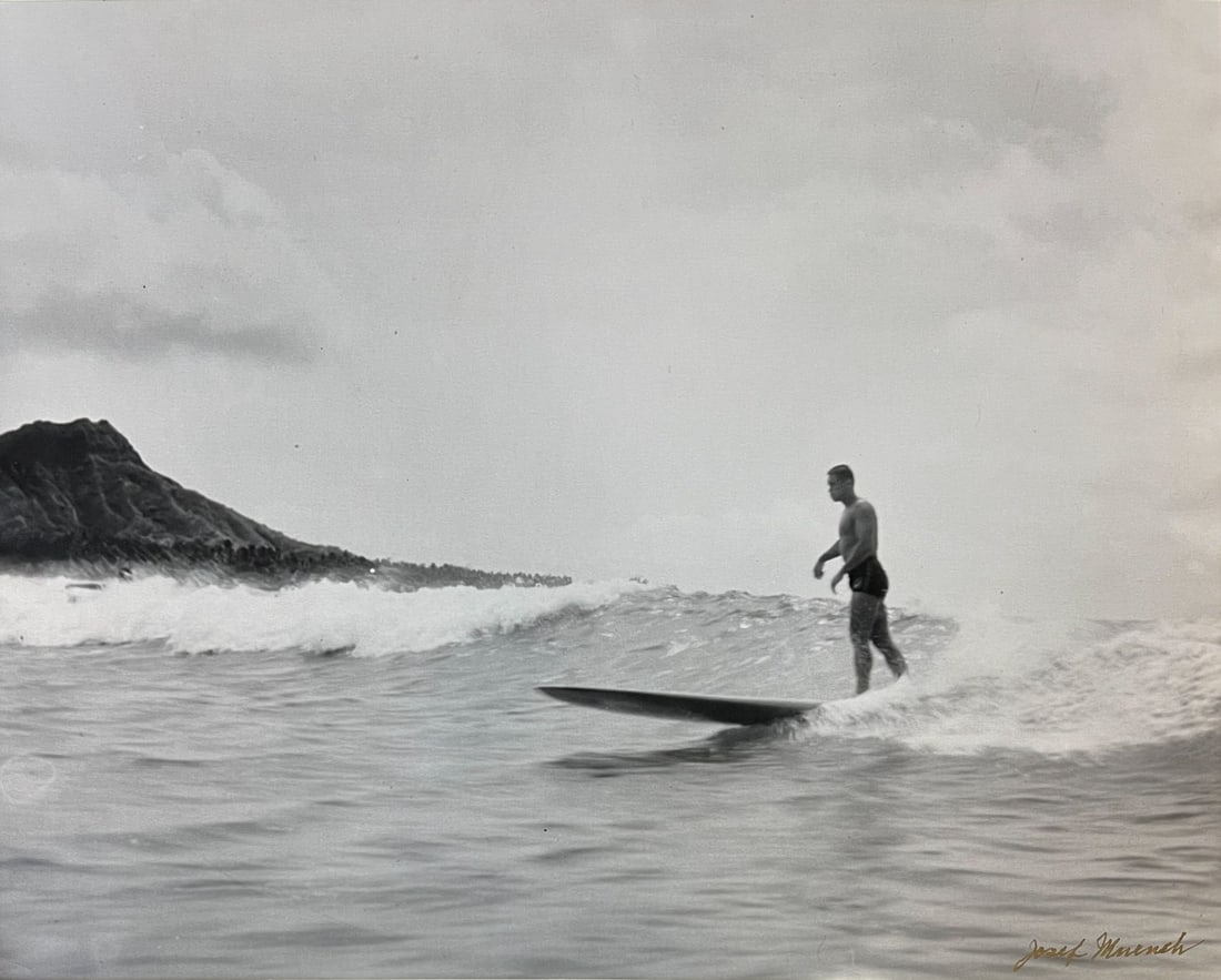 Josef Muench B/W Gelatin Silver Photograph Hawaiian surfer at Waikiki Beach (1 of 9)