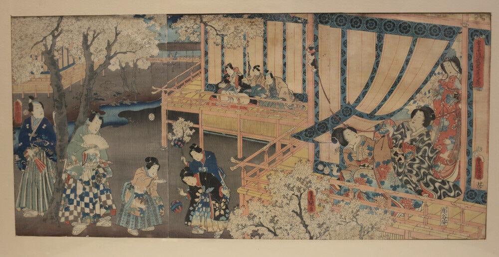 Utagawa Kunisada Woodblock Print Ukiyo-e, Azuma Genji Wakana no maki, c1854 (1 of 8)