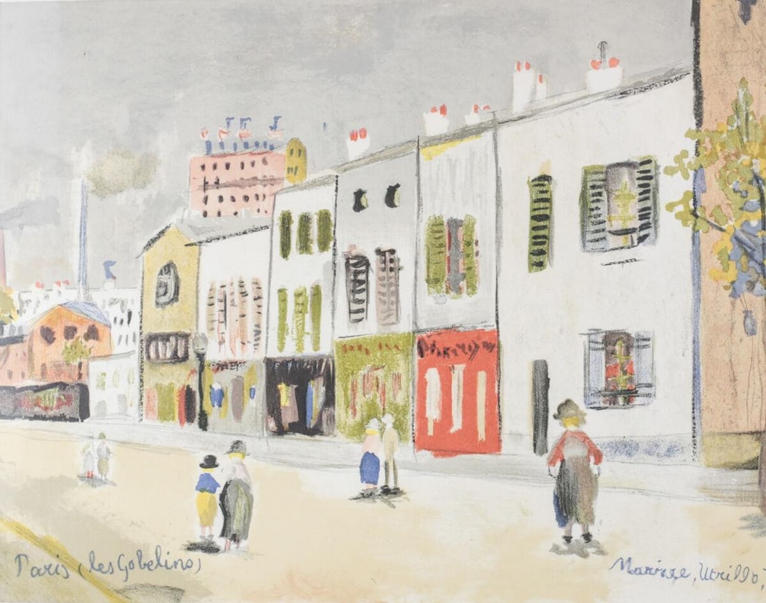 Maurice Utrillo (French 1883-1955) Lithograph Paris les Gobelins signed (1 of 5)