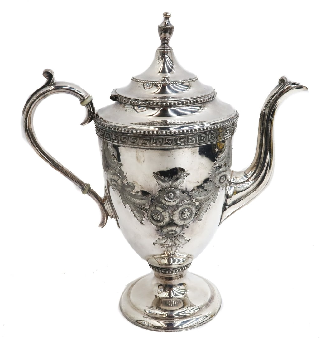 American Silver Plate Coffee Pot Repousse Floral Swags 20th Century (1 of 9)