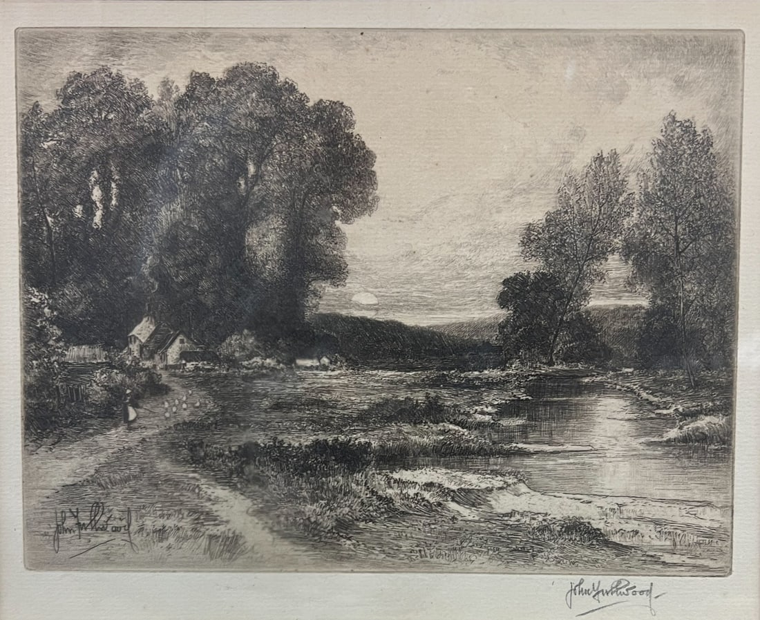 John Fullwood Etching English Road and River Signed (1 of 8)