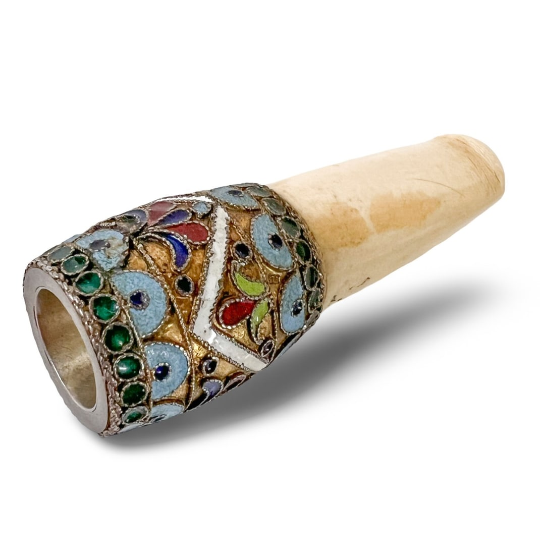 Imperial Russian Gilt .916 Silver enamel estate cigar holder Mouthpiece (1 of 11)