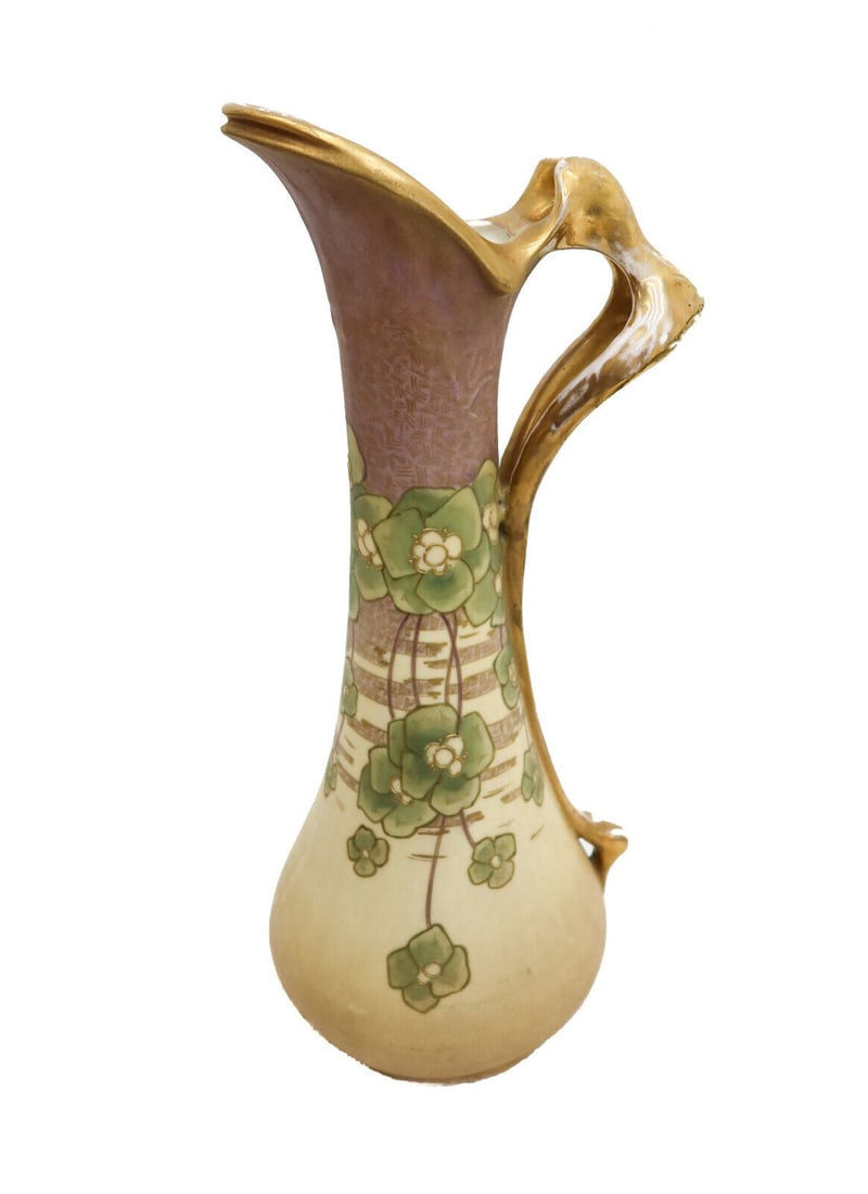 Amphora RSTK Pottery Handled Pitcher, circa 1900. Hand Painted Flowers (1 of 10)