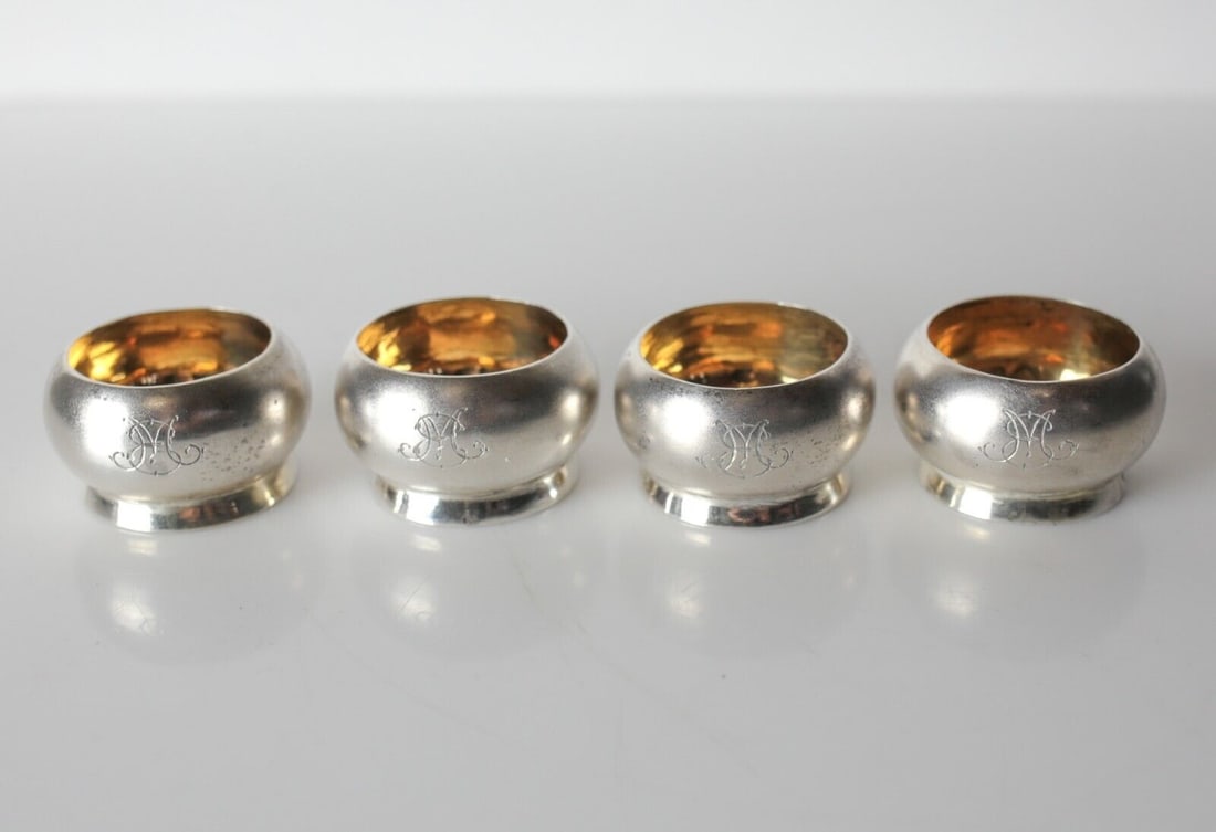 Set of 4 Russian Silver Open Salt bowls (1 of 4)