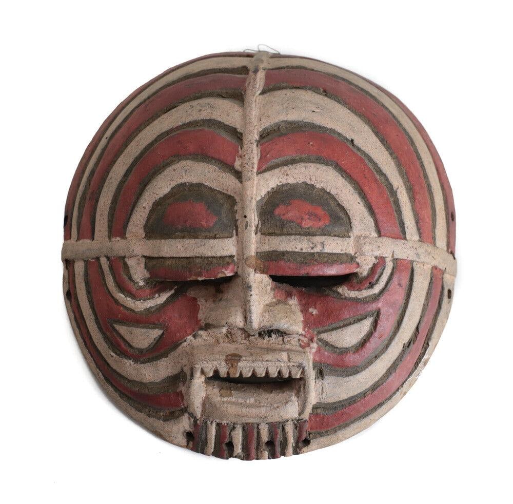 African Polychrome Bateke Bakuta Mask Gabon. Round mask with heavy eyelids (1 of 4)