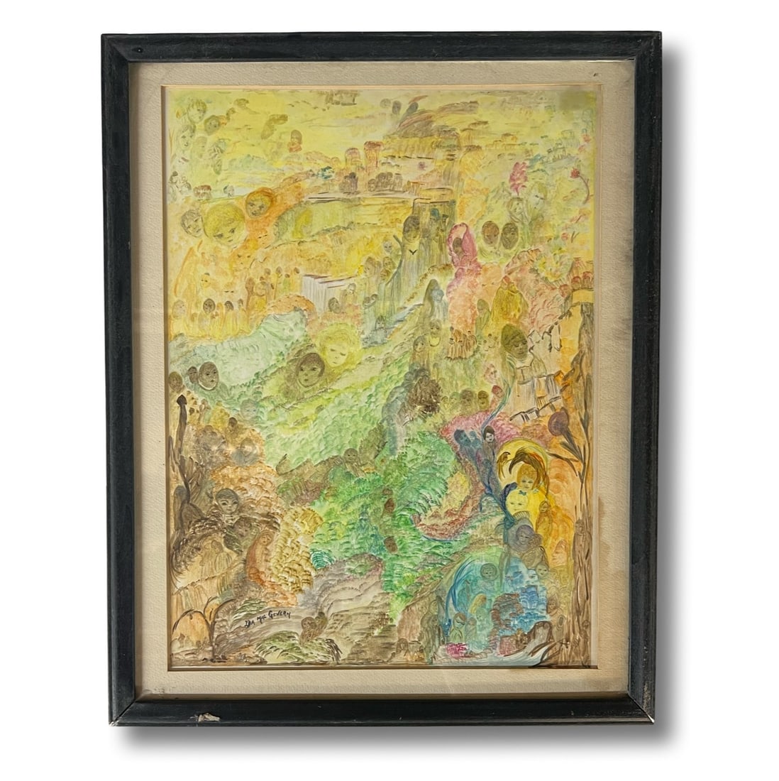 Ida MacGovern Naive Folk Art Watercolor Painting Mid Century (1 of 7)