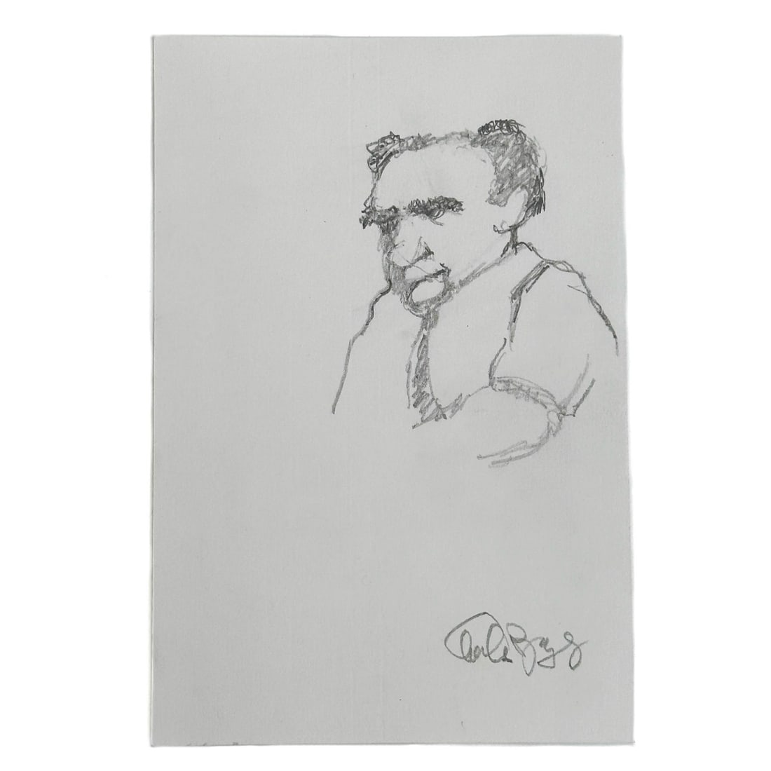 Charles Bragg Man Sketch Original Graphite Pencil on Paper Drawing Signed (1 of 4)