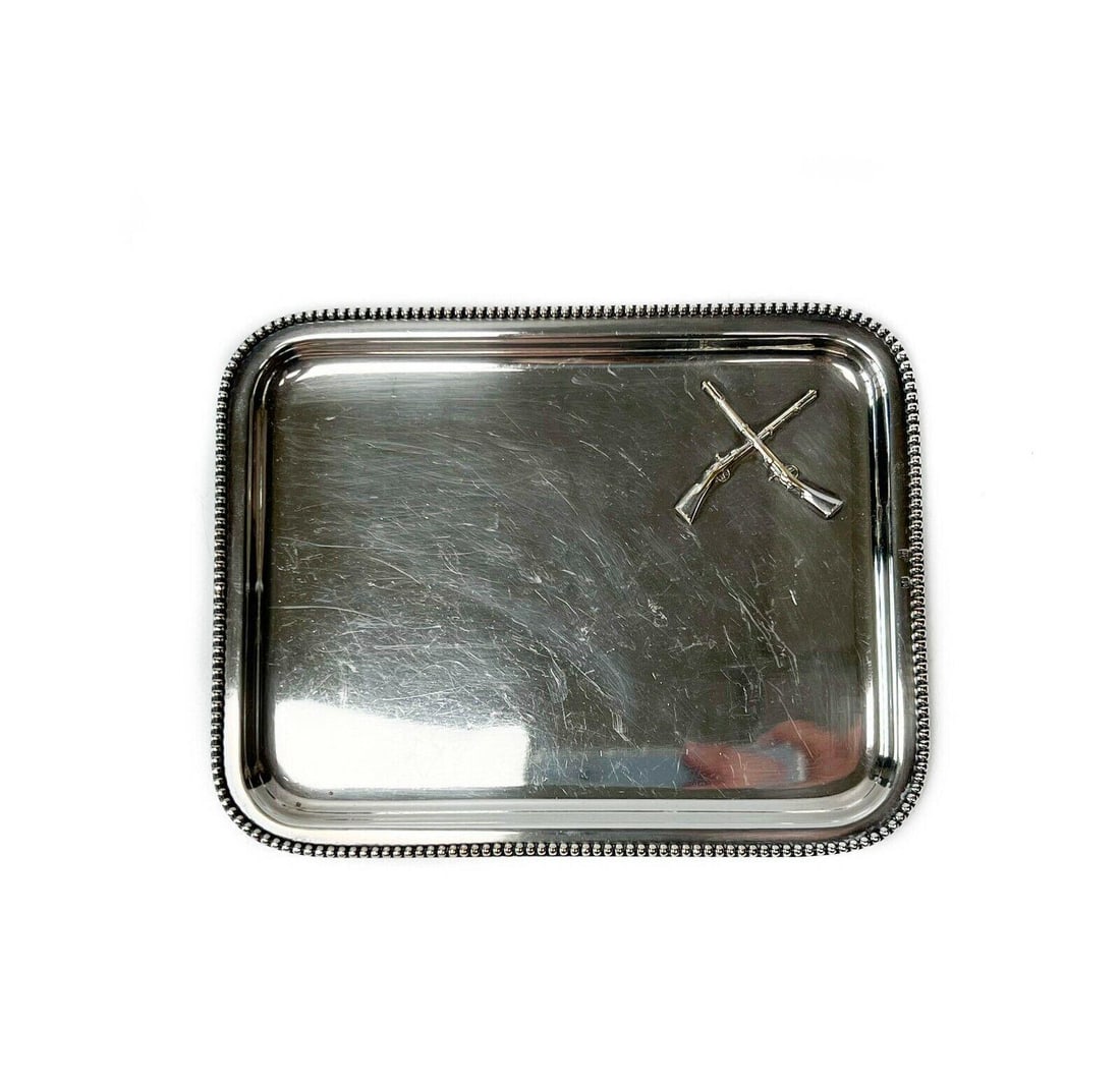 Deschamps Freres French Silverplate Trinket Tray Rifle Decoration (1 of 5)
