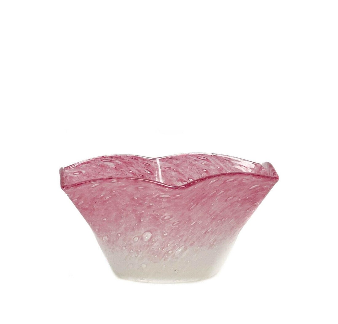 Steuben White and Rose Cluthra Art Glass Finger Bowl #6909: Steuben rose and white Cluthra art glass finger bowl #6909. Hexagonal shaped tapered bowl with white to the base blending to pink to the edge. A polished pontil, apparently unmarked. Weight: Approx. .
