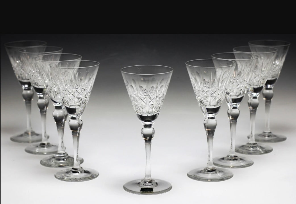 9pc Thomas Webb Kingswinford Cut Crystal Wine Hock Glass Stemware (1 of 5)