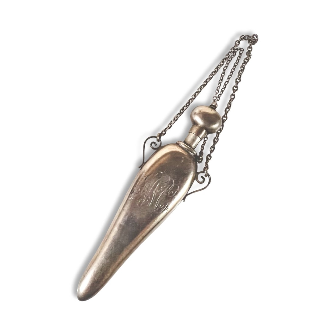 Victorian chatelaine scent or perfume bottle with chains (1 of 8)
