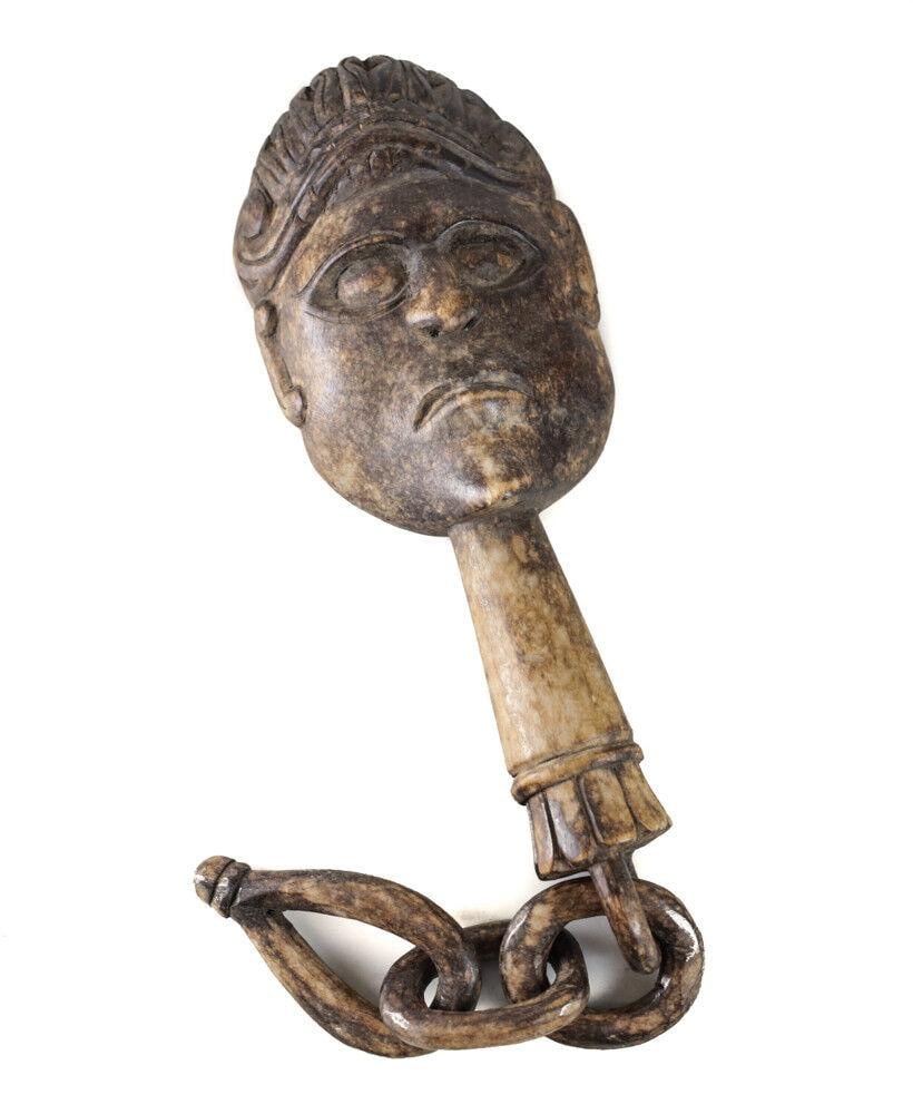 African Carved Wood Rattle or Staff possibly BAMILEKE Bamun Yoruba (1 of 6)