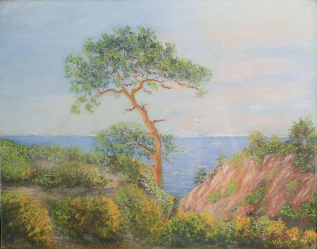 Alice Righter Edmiston American 1874 - 1964 Pastel California coastal landscape (1 of 5)