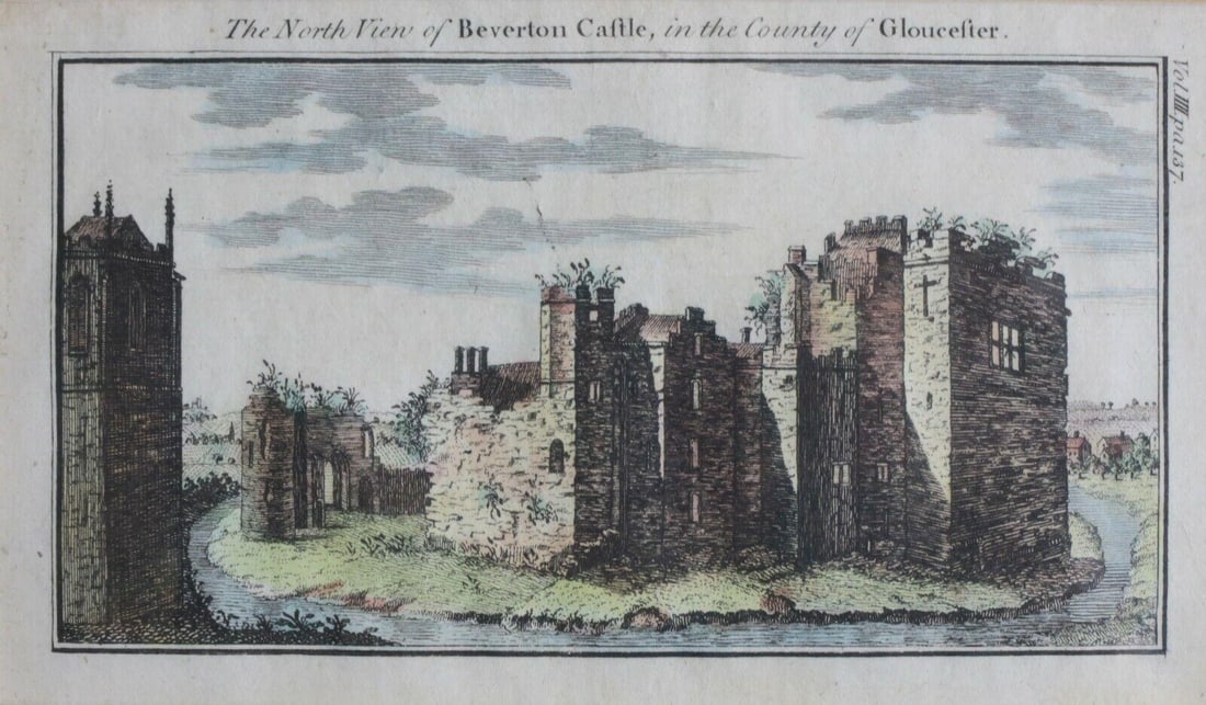after Samuel and Nathaniel Buck Hand colored Engraving View of Beverton Castle (1 of 4)