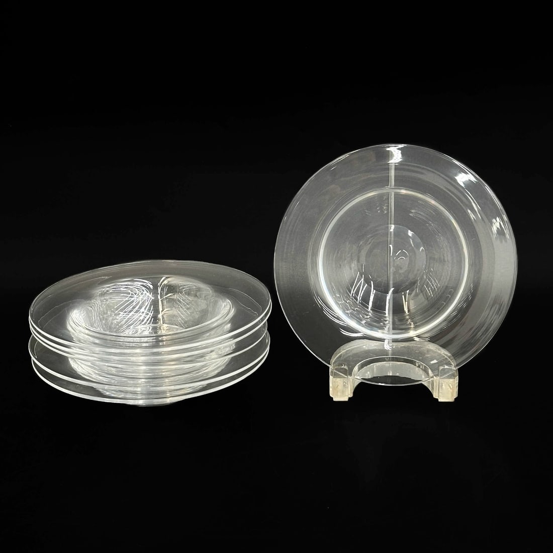 6 Steuben Clear Glass 7.5 inch Bowls Signed S (1 of 6)