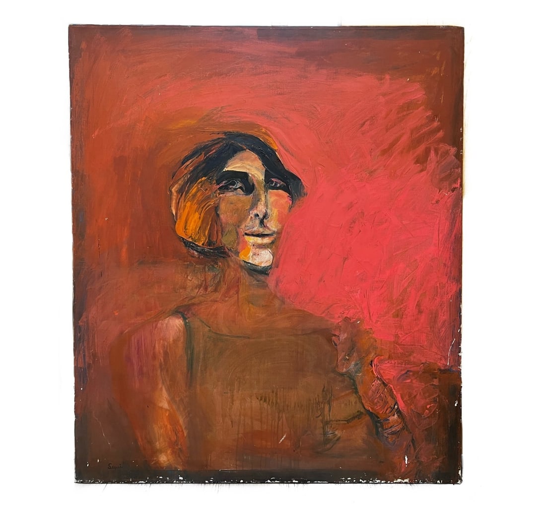 Antonio Segui Oil Painting Woman in red 1969 (1 of 12)