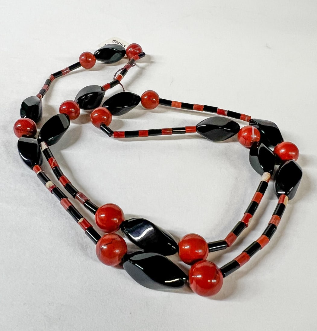 Vintage Jasper and Onyx continuous beaded necklace 28" (1 of 5)